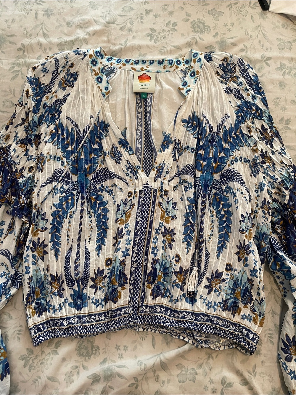 Ana Tapestry Cotton Blend Ruffle Top